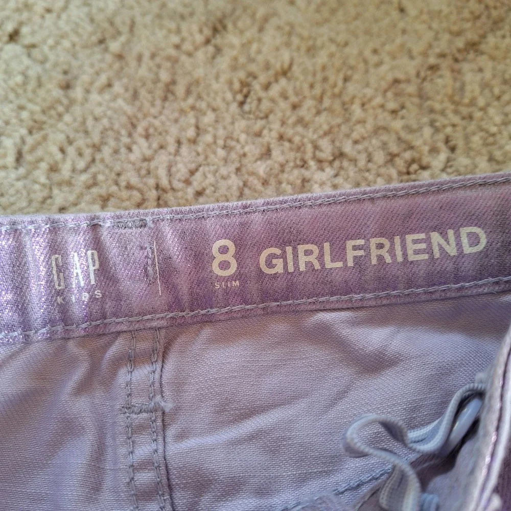 Gap Girlfriend Jeans Purple Sparkle Glitter Metallic Shimmer Pants Girls 8